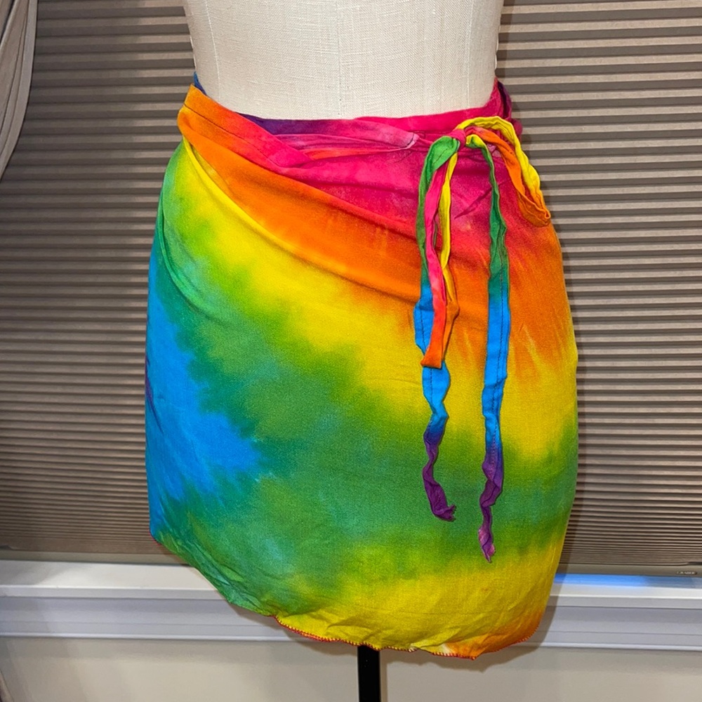 Cute Tie Dye Swim Sarong Wrap Cover Up Skirt
